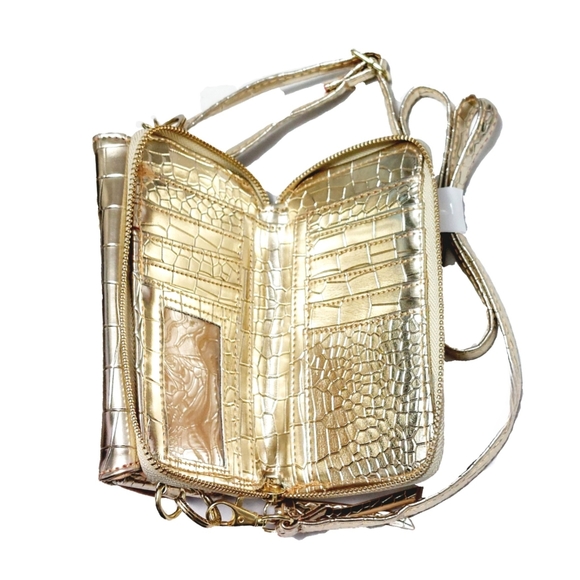 Simply Southern Womens Gold Alligator Embossed Small Crossbody Bag NEW! - Picture 6 of 10